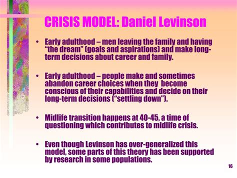 levinson suggested that the midlife crisis